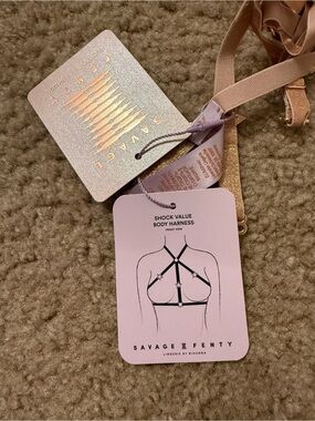 Rose gold shock value body harness savage x fenty